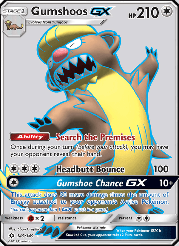 Gumshoos GX, card 145 from Sun & Moon