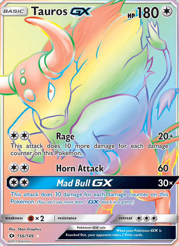 Tauros GX, card 156 from Sun & Moon