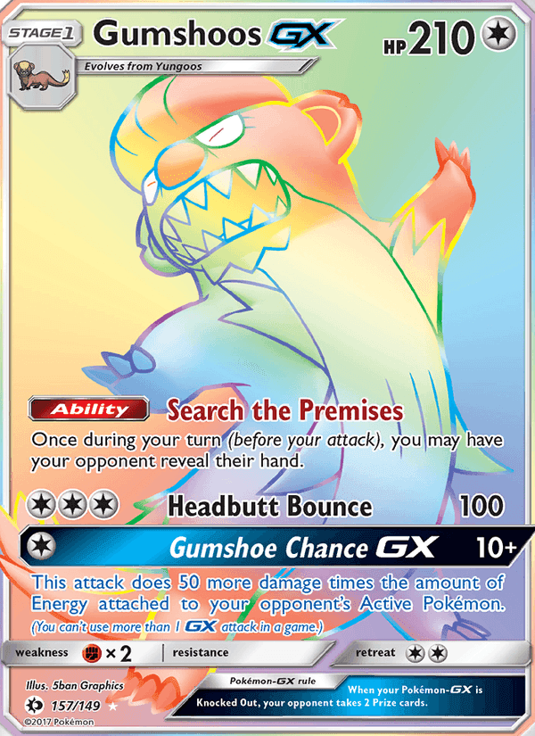 Gumshoos GX, card 157 from Sun & Moon