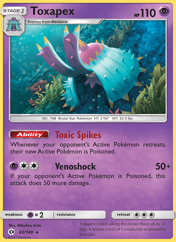 Toxapex, card 63 from Sun & Moon