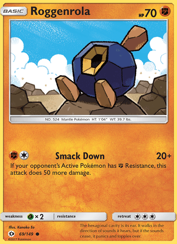 Roggenrola, card 69 from Sun & Moon