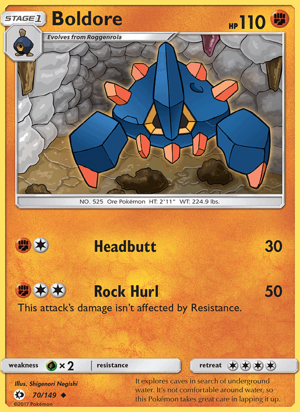 Boldore, card 70 from Sun & Moon