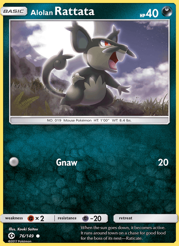 Alolan Rattata, card 76 from Sun & Moon