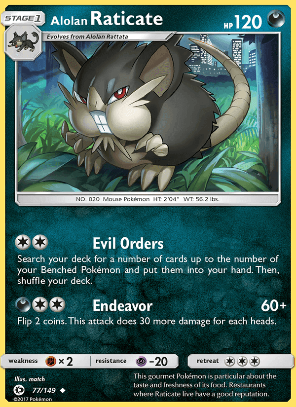 Alolan Raticate, card 77 from Sun & Moon