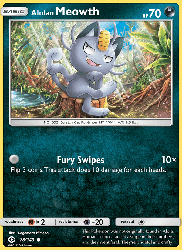 Alolan Meowth, card 78 from Sun & Moon