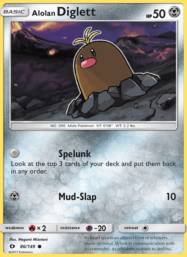 Alolan Diglett, card 86 from Sun & Moon