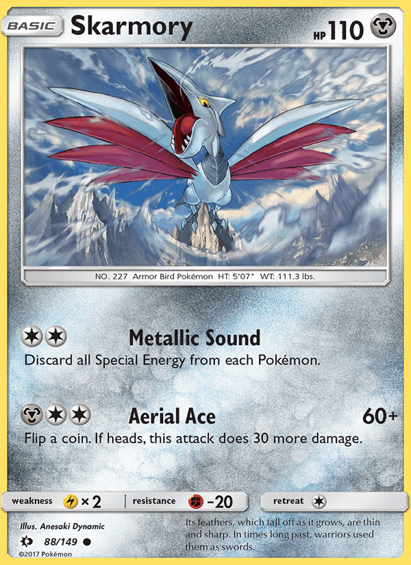 Skarmory, card 88 from Sun & Moon