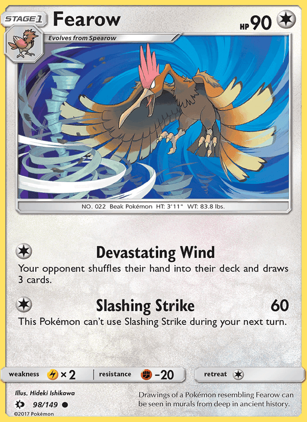 Fearow, card 98 from Sun & Moon