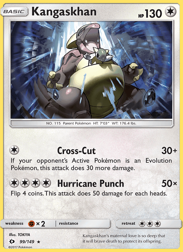 Kangaskhan, card 99 from Sun & Moon
