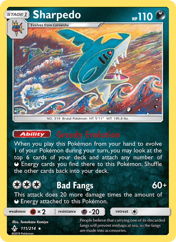 Sharpedo, card 111 from Unbroken Bonds