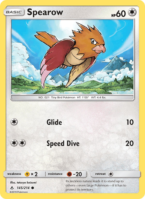 Spearow, card 145 from Unbroken Bonds