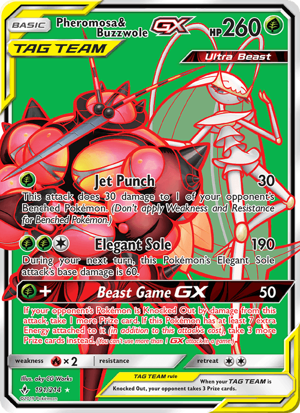Pheromosa & Buzzwole GX, card 191 from Unbroken Bonds
