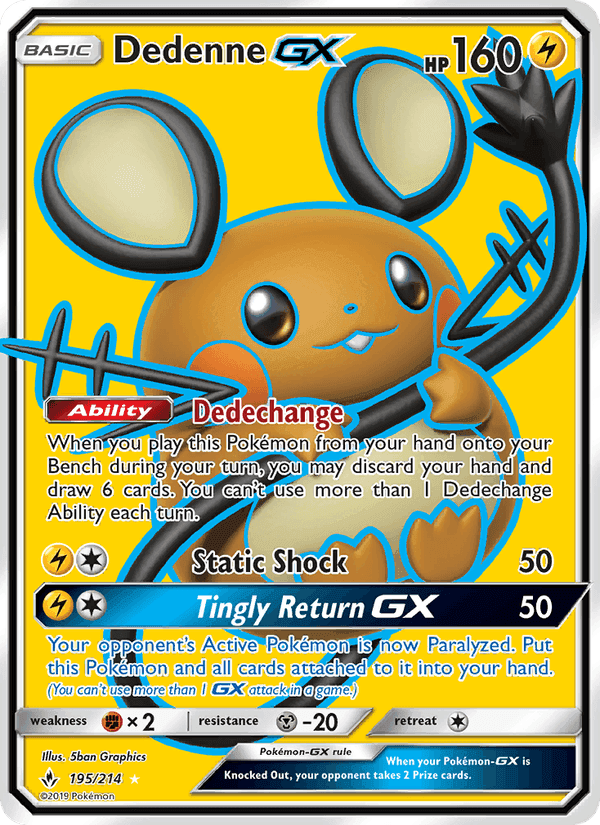 Dedenne GX, card 195 from Unbroken Bonds