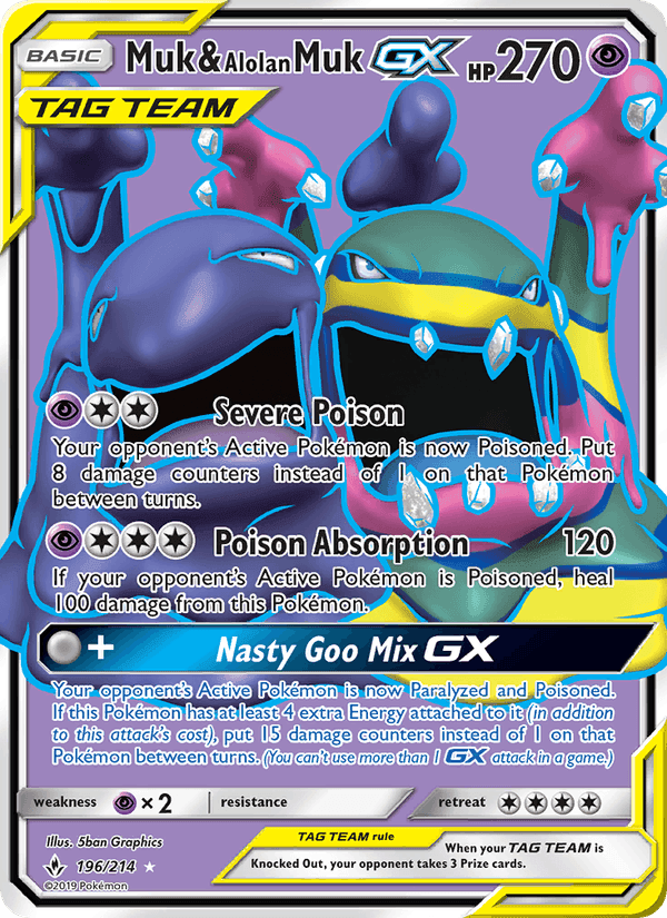 Muk & Alolan Muk GX, card 196 from Unbroken Bonds