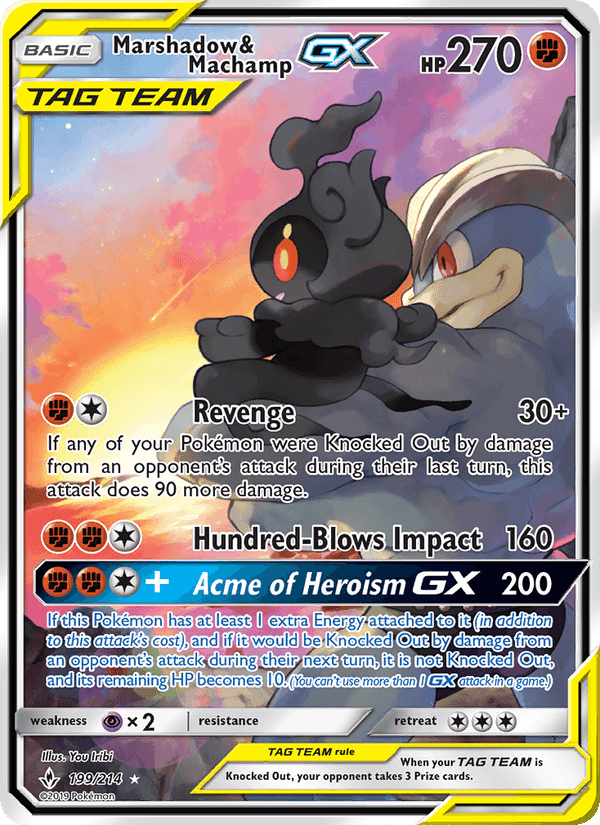 Marshadow & Machamp GX, card 199 from Unbroken Bonds