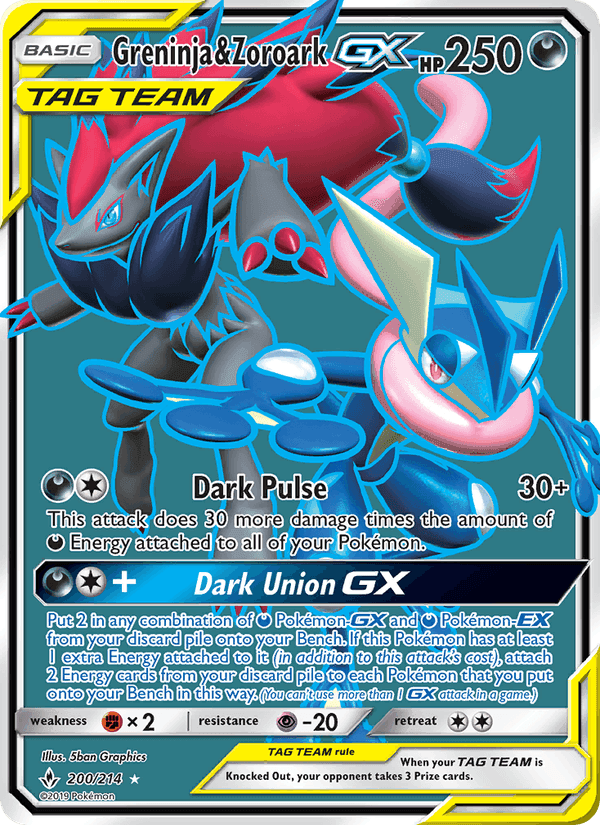 Greninja & Zoroark GX, card 200 from Unbroken Bonds