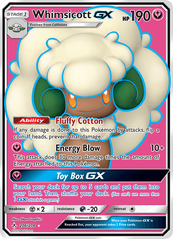 Whimsicott GX, card 206 from Unbroken Bonds