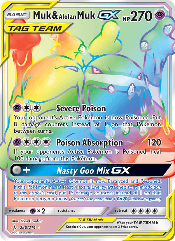 Muk & Alolan Muk GX, card 220 from Unbroken Bonds