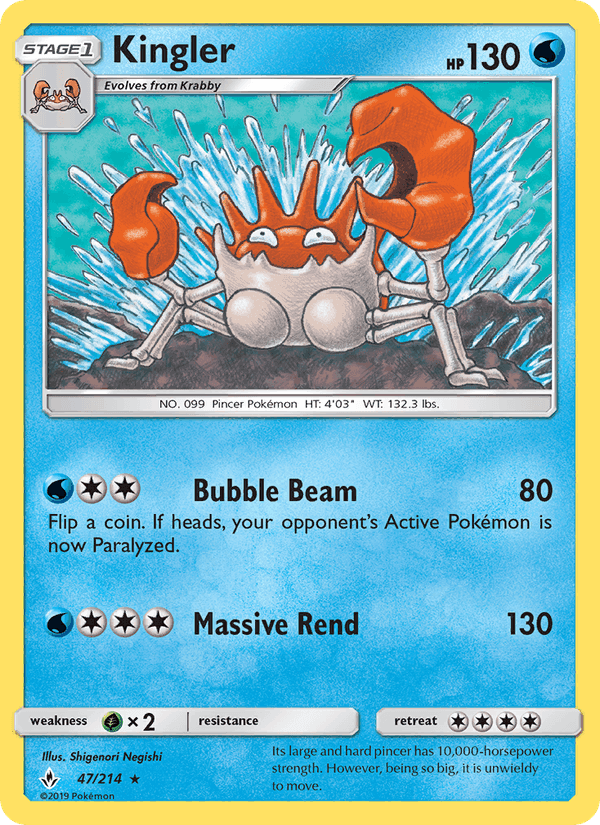 Kingler, card 47 from Unbroken Bonds
