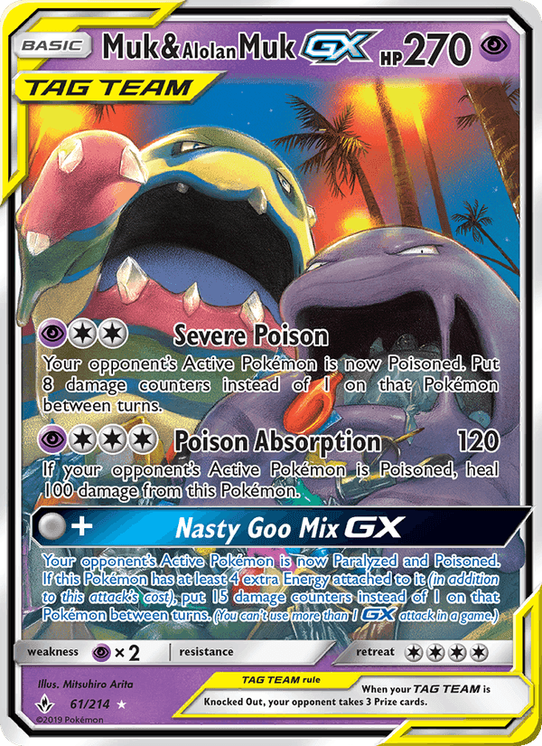 Muk & Alolan Muk GX, card 61 from Unbroken Bonds