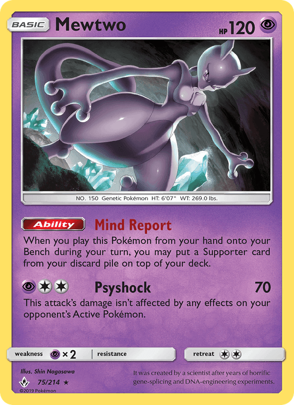 Mewtwo, card 75 from Unbroken Bonds