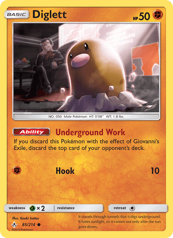 Diglett, card 85 from Unbroken Bonds