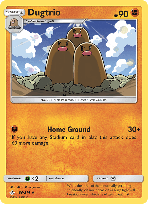 Dugtrio, card 86 from Unbroken Bonds
