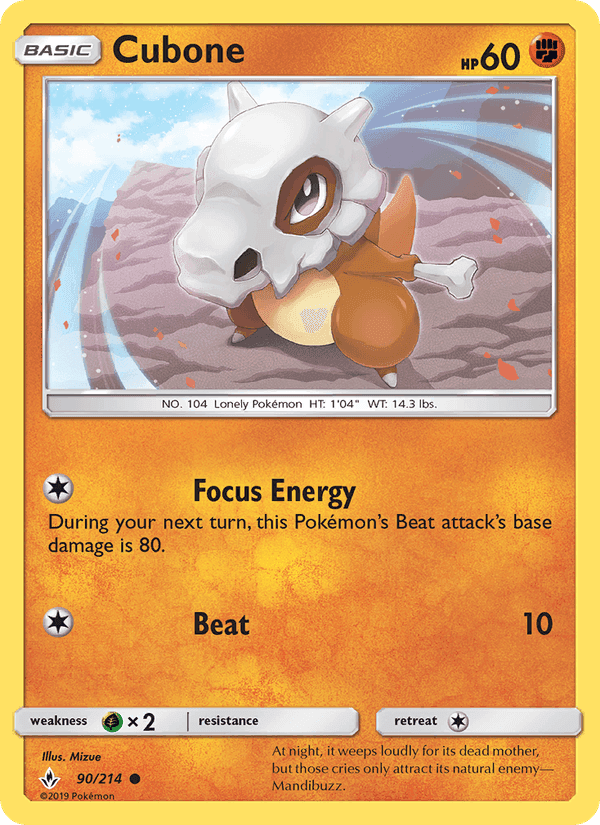Cubone, card 90 from Unbroken Bonds