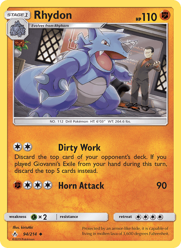 Rhydon, card 94 from Unbroken Bonds