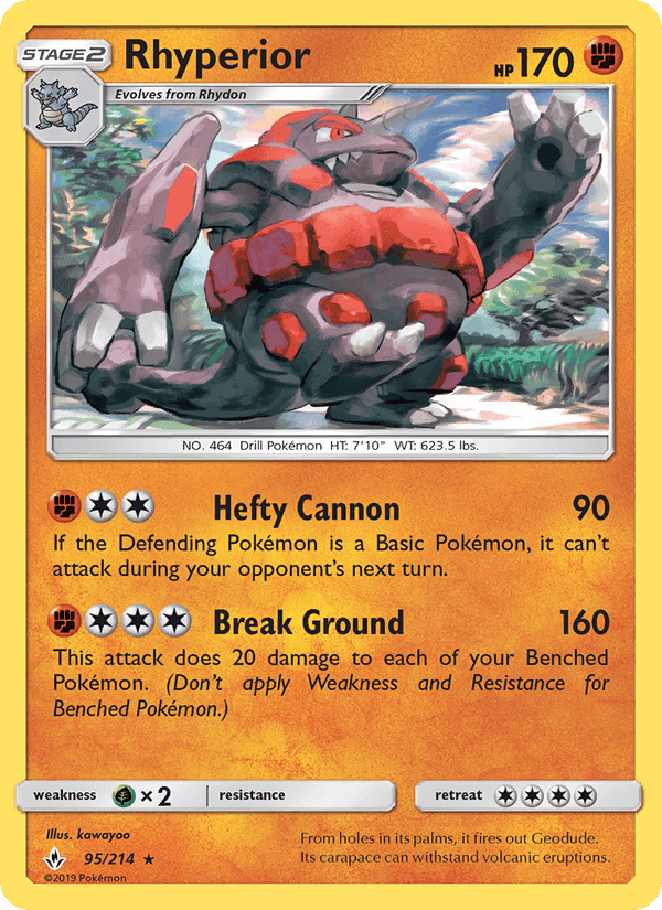 Rhyperior, card 95 from Unbroken Bonds