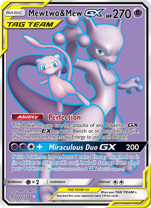 Mewtwo & Mew GX, card 222 from Unified Minds