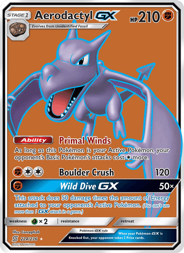 Aerodactyl GX, card 224 from Unified Minds