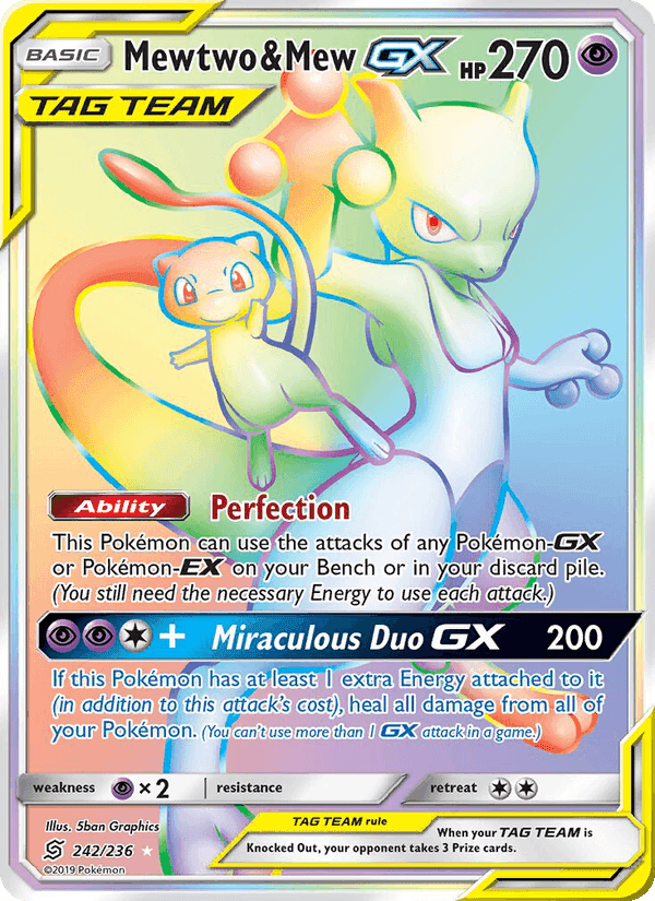 Mewtwo & Mew GX, card 242 from Unified Minds