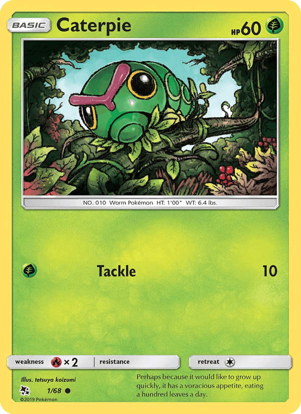 Caterpie, card 1 from Hidden Fates