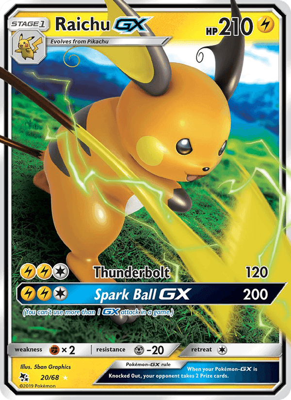 Raichu GX, card 20 from Hidden Fates