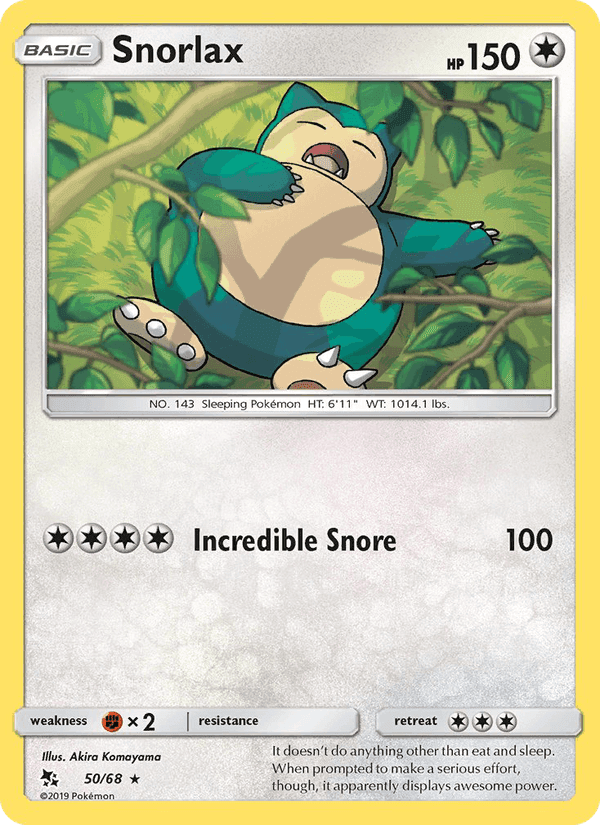 Snorlax, card 50 from Hidden Fates