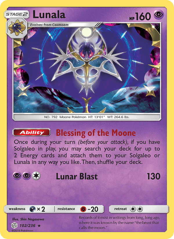 Lunala, card 102 from Cosmic Eclipse