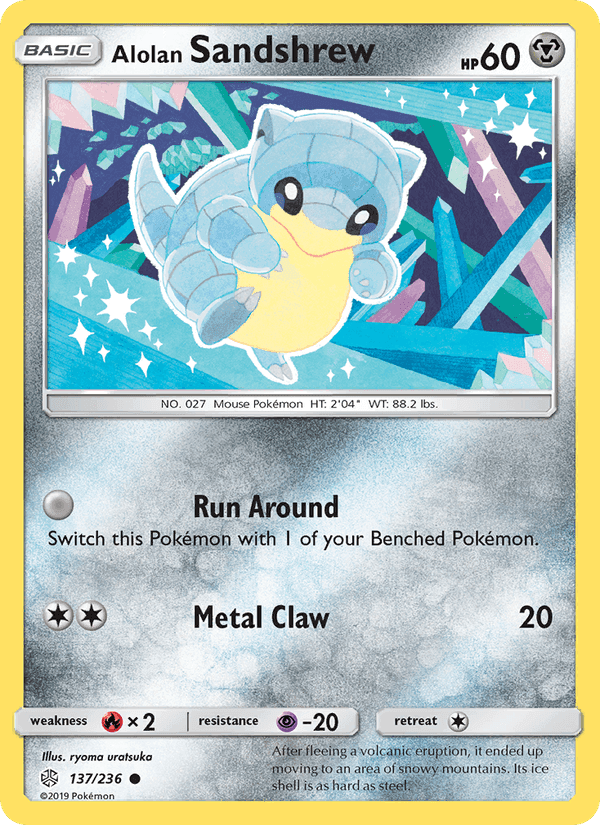 Alolan Sandshrew, card 137 from Cosmic Eclipse