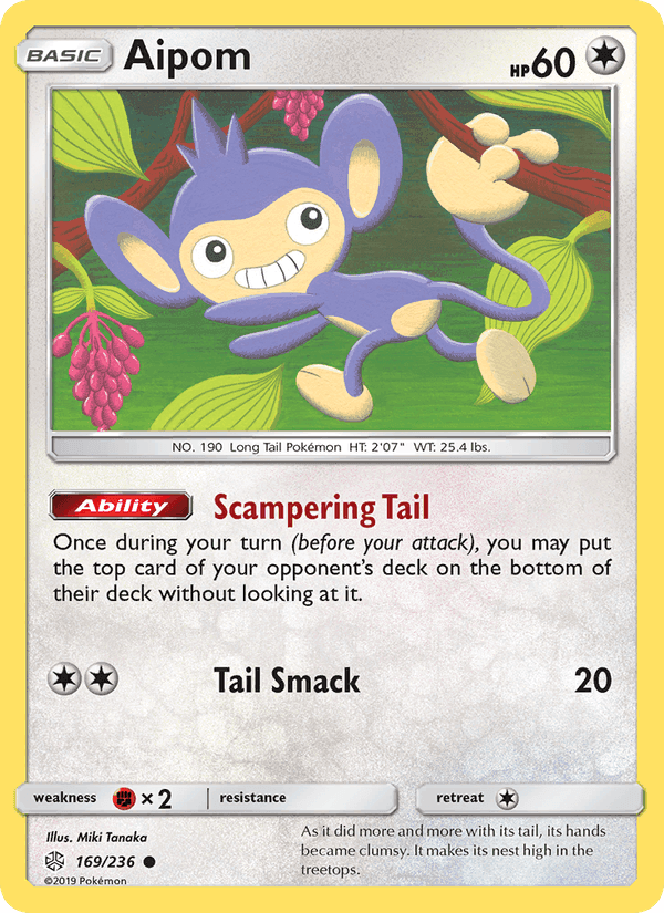 Aipom, card 169 from Cosmic Eclipse