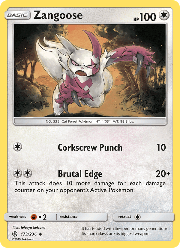 Zangoose, card 173 from Cosmic Eclipse
