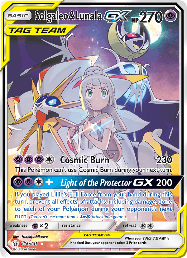 Solgaleo & Lunala GX, carte 216 de Cosmic Eclipse