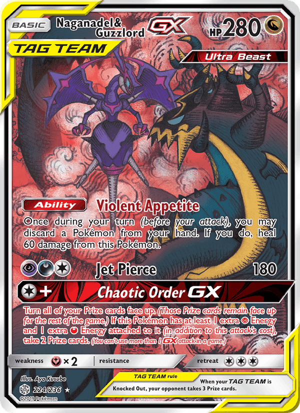 Naganadel & Guzzlord GX, card 224 from Cosmic Eclipse