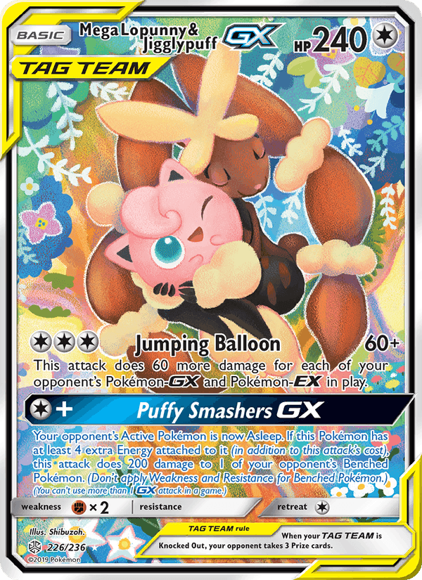 Mega Lopunny & Jigglypuff GX, card 226 from Cosmic Eclipse