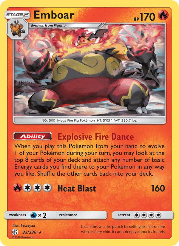 Emboar, card 33 from Cosmic Eclipse