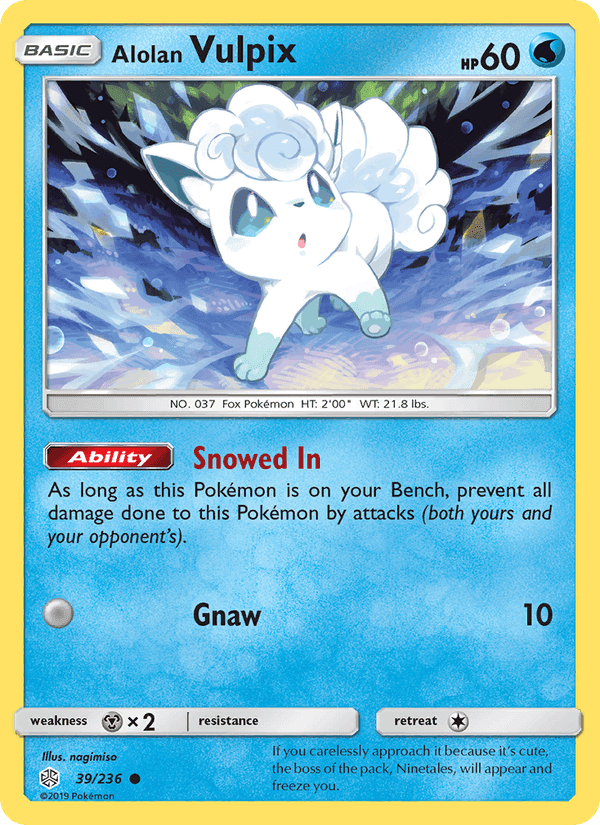 Alolan Vulpix, card 39 from Cosmic Eclipse
