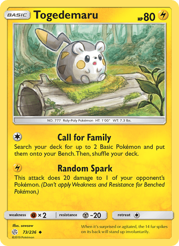 Togedemaru, card 73 from Cosmic Eclipse