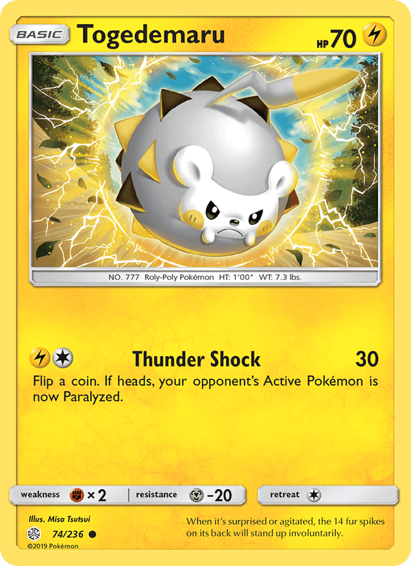 Togedemaru, card 74 from Cosmic Eclipse