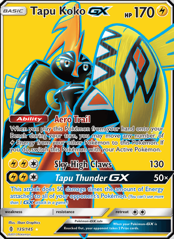 Tapu Koko GX, card 135 from Guardians Rising