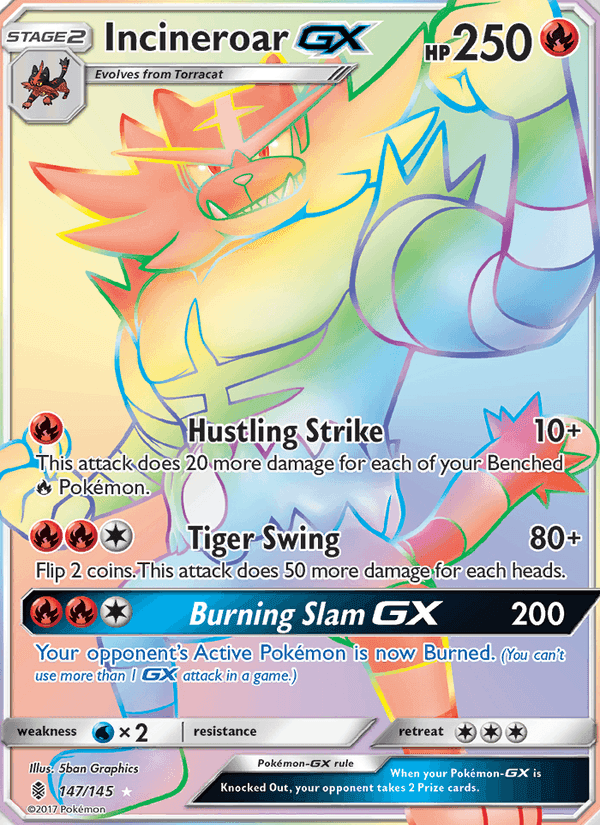 Incineroar GX, card 147 from Guardians Rising