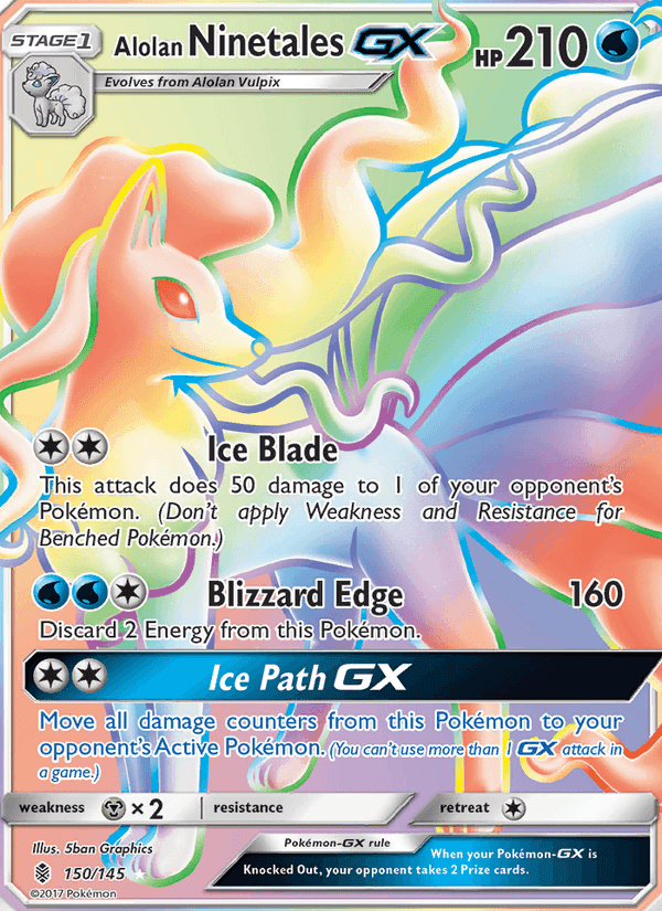 Alolan Ninetales GX, card 150 from Guardians Rising